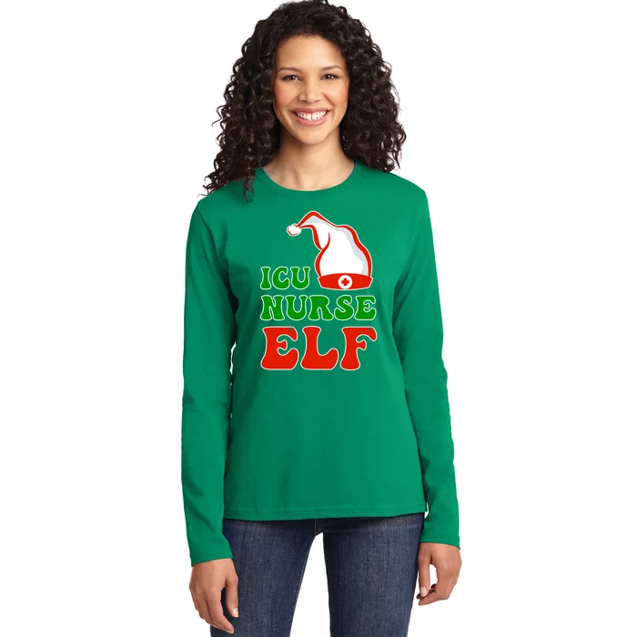 ICU Nurse Elf Ladies Long Sleeve Shirt