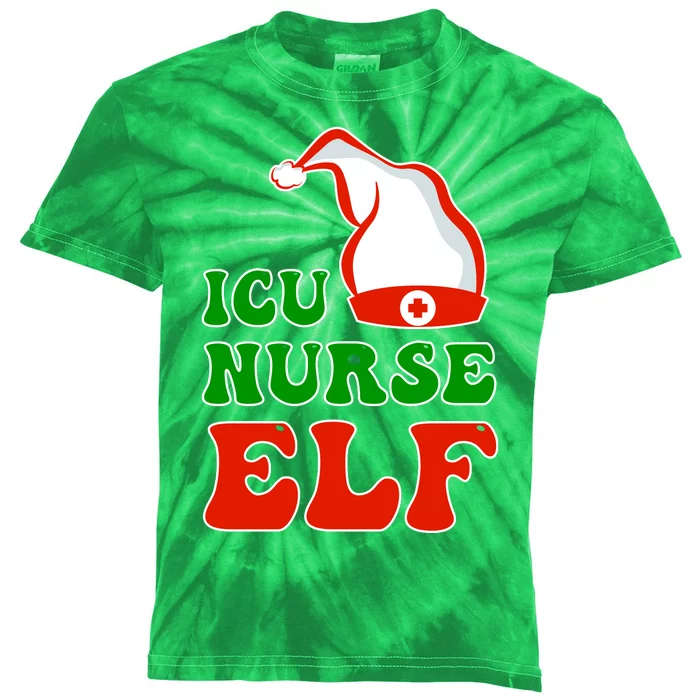 ICU Nurse Elf Kids Tie-Dye T-Shirt