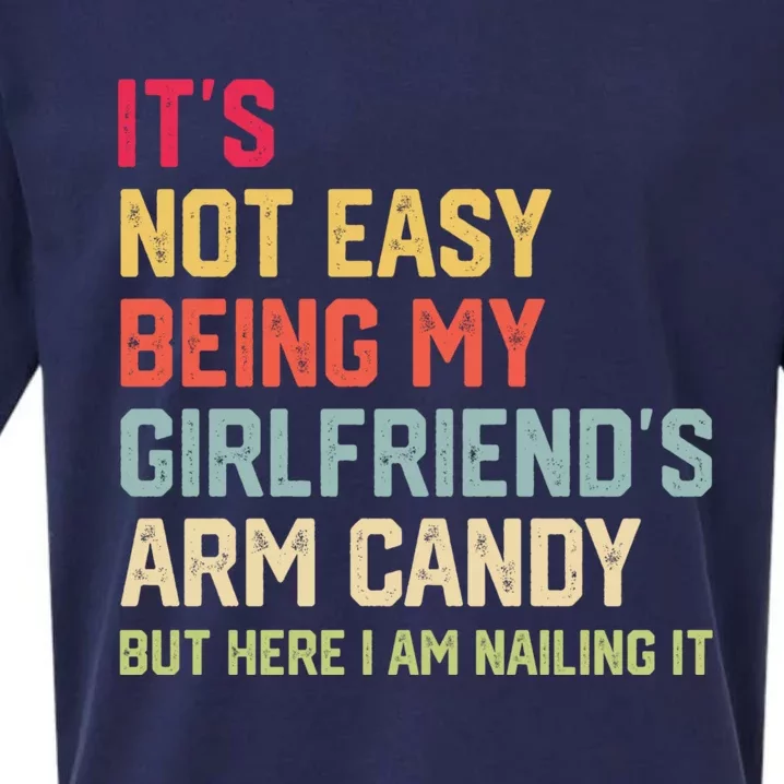 Its Not Easy Being My Girlfriends Arm Candy Retro Sueded Cloud Jersey T-Shirt