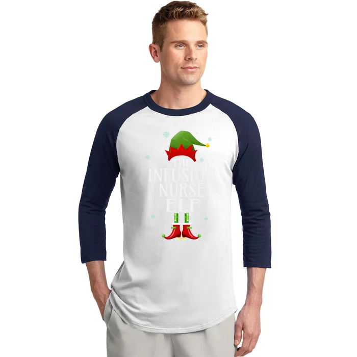 Infusion Nurse Elf Xmas Funny Family Matching Christmas Gift Baseball Sleeve Shirt