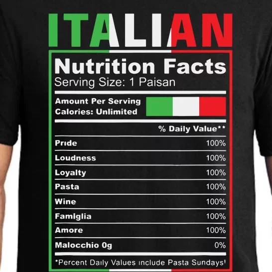 Italian Nutrition Facts Italiano Italy Pride Italian Flag Pajama Set