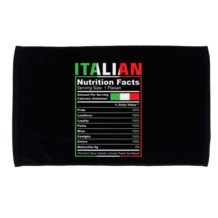 Italian Nutrition Facts Italiano Italy Pride Italian Flag Microfiber Hand Towel