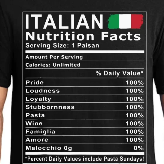 Italian Nutrition Facts Pajama Set