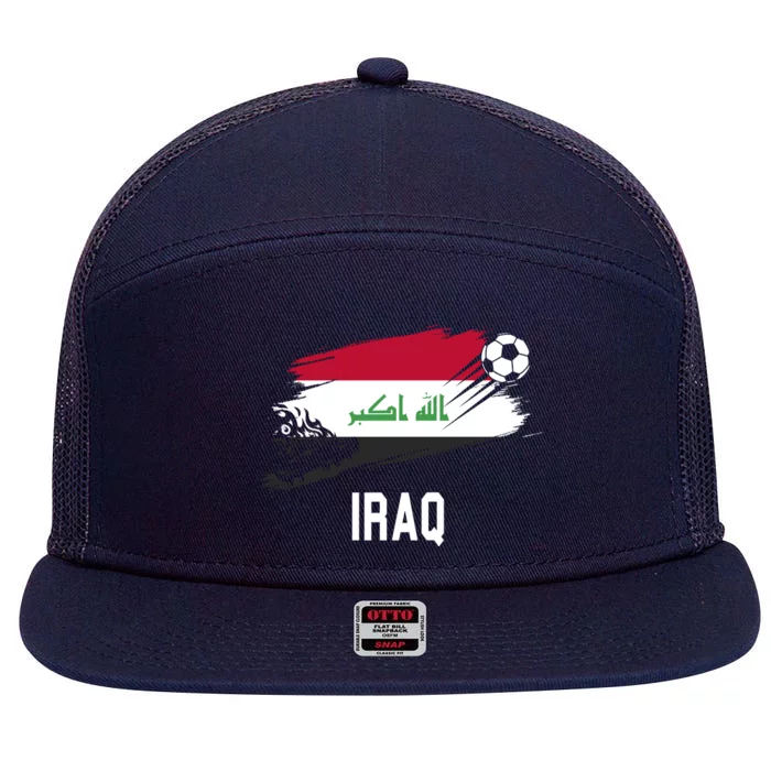 Iraq National Football Soccer Team Flag 7 Panel Mesh Trucker Snapback Hat