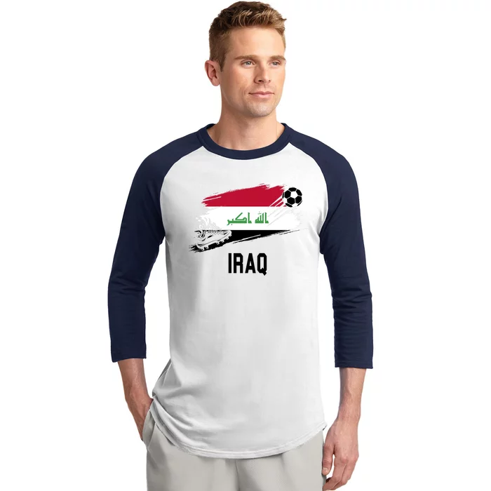 Iraq National Football Soccer Team Flag Baseball Sleeve Shirt