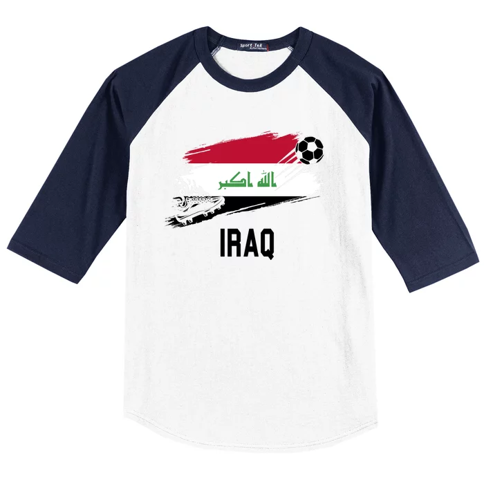 Iraq National Football Soccer Team Flag Baseball Sleeve Shirt