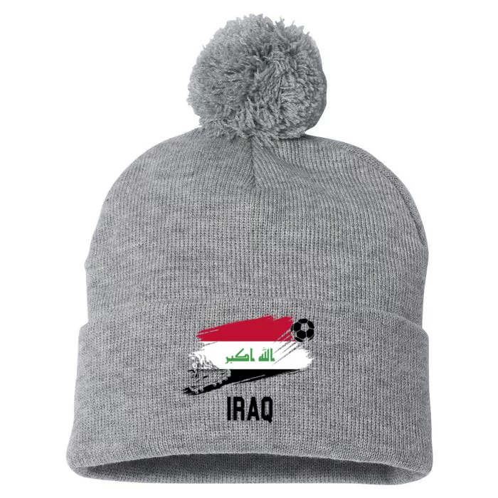 Iraq National Football Soccer Team Flag Pom Pom 12in Knit Beanie