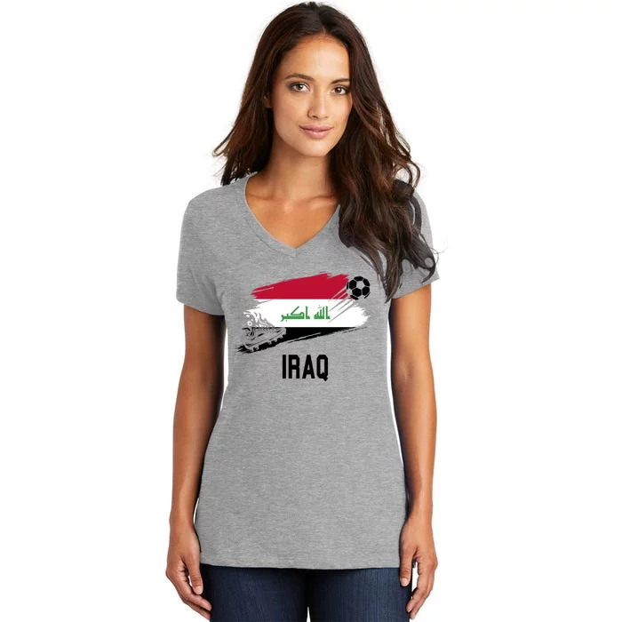 Iraq National Football Soccer Team Flag Women's V-Neck T-Shirt