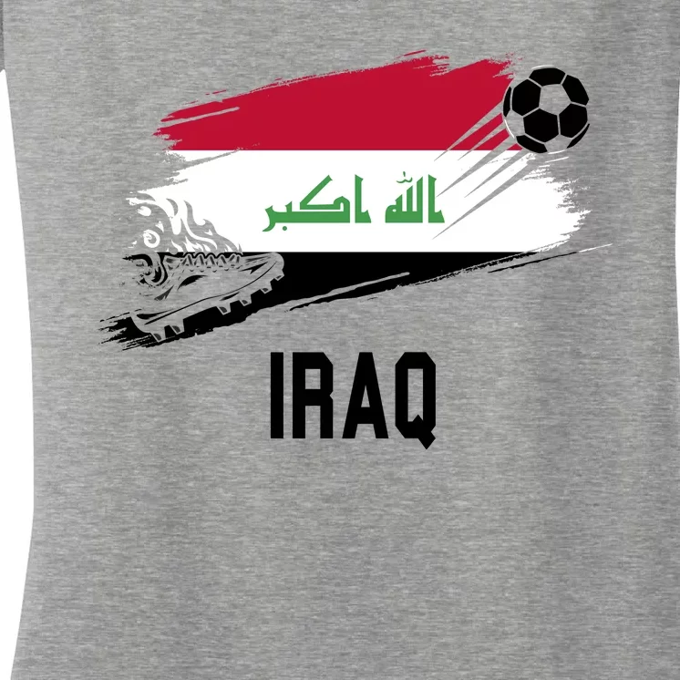 Iraq National Football Soccer Team Flag Women's V-Neck T-Shirt