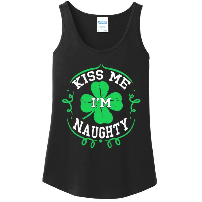 I'm Naughty Fun St Patricks Day Wo Shamrock Ladies Essential Tank