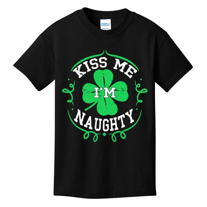 I'm Naughty Fun St Patricks Day Wo Shamrock Kids T-Shirt