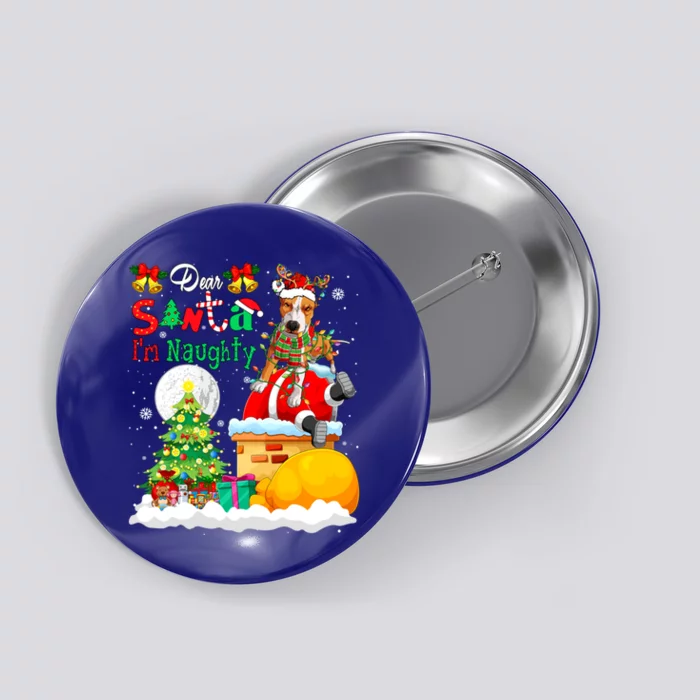 IM Naughty Funny Joke Xmas Santa Reindeer Pit Bull Owner Funny Gift Button