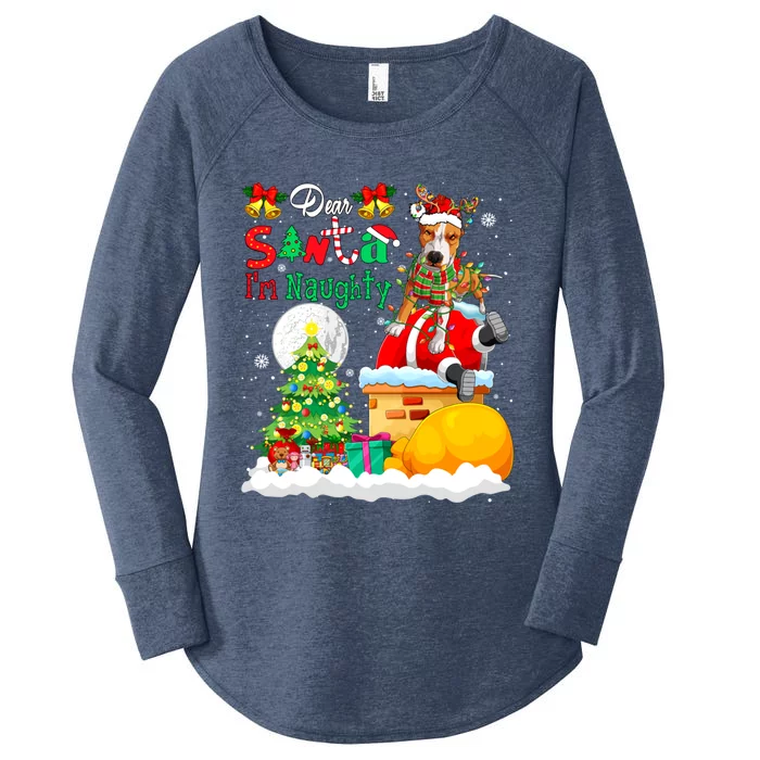 IM Naughty Funny Joke Xmas Santa Reindeer Pit Bull Owner Funny Gift Women's Perfect Tri Tunic Long Sleeve Shirt