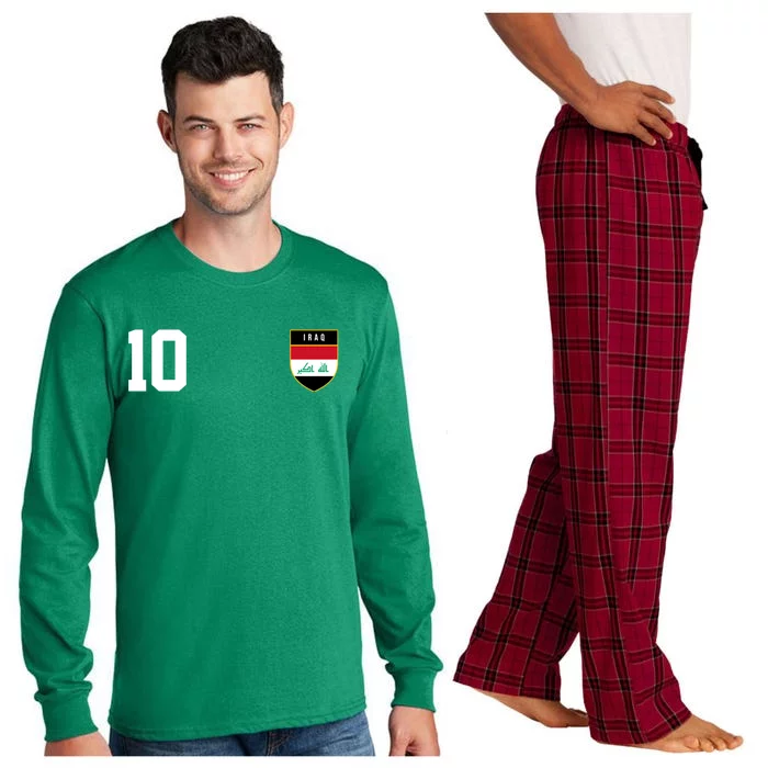 Iraq Nation Football Soccer 10 Jersey Long Sleeve Pajama Set