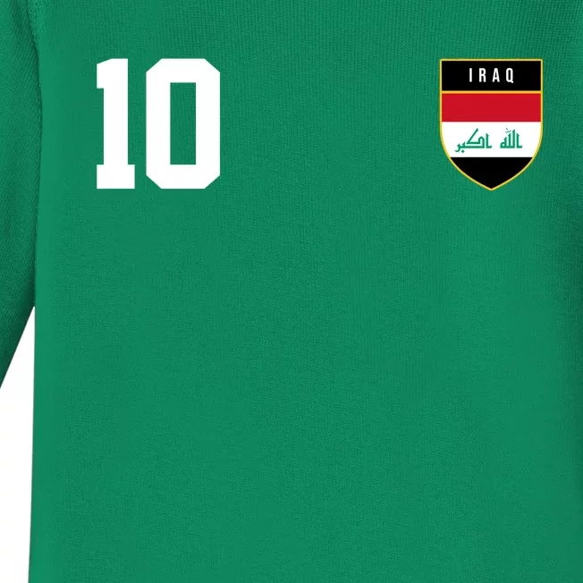 Iraq Nation Football Soccer 10 Jersey Baby Long Sleeve Bodysuit