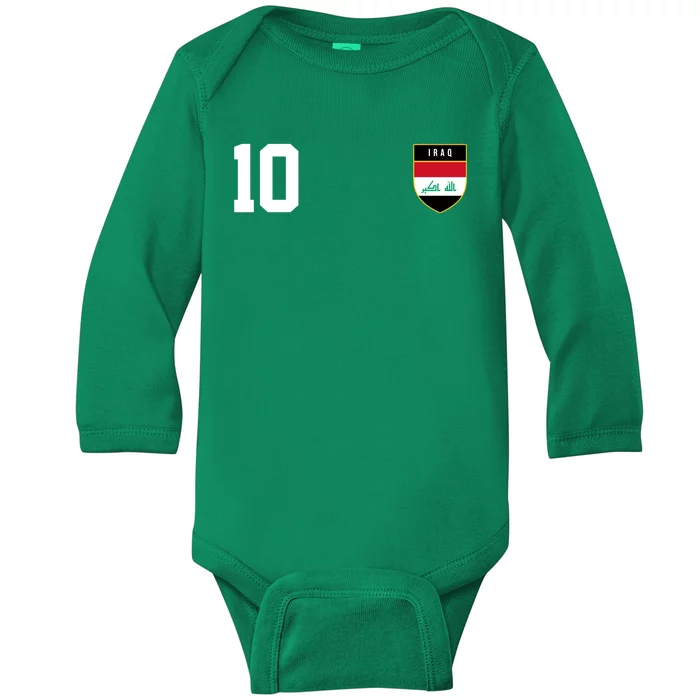 Iraq Nation Football Soccer 10 Jersey Baby Long Sleeve Bodysuit