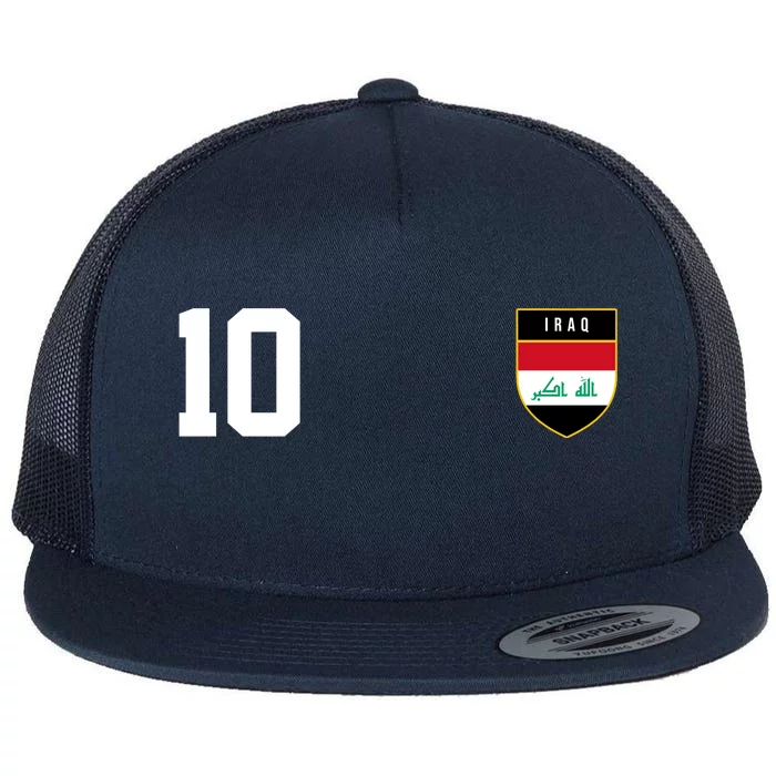 Iraq Nation Football Soccer 10 Jersey Flat Bill Trucker Hat