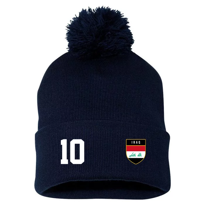 Iraq Nation Football Soccer 10 Jersey Pom Pom 12in Knit Beanie