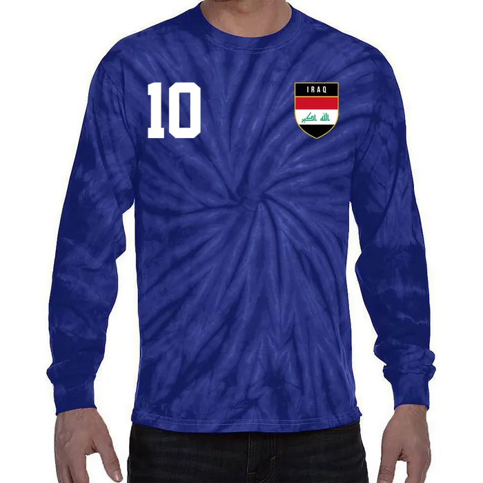 Iraq Nation Football Soccer 10 Jersey Tie-Dye Long Sleeve Shirt