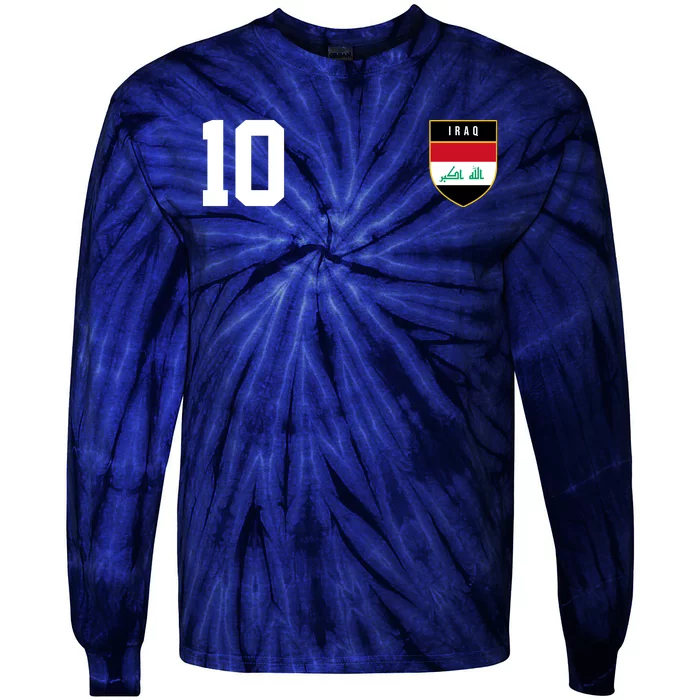 Iraq Nation Football Soccer 10 Jersey Tie-Dye Long Sleeve Shirt