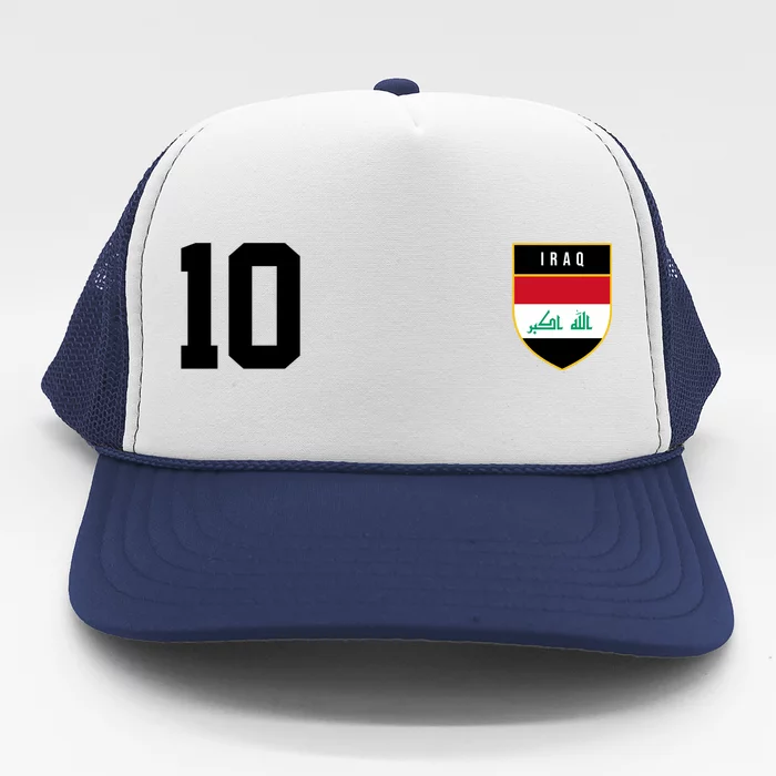 Iraq Nation Football Soccer 10 Jersey Trucker Hat