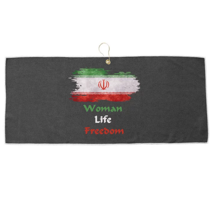 Iran National Flag, Woman, Life, Freedom Large Microfiber Waffle Golf Towel