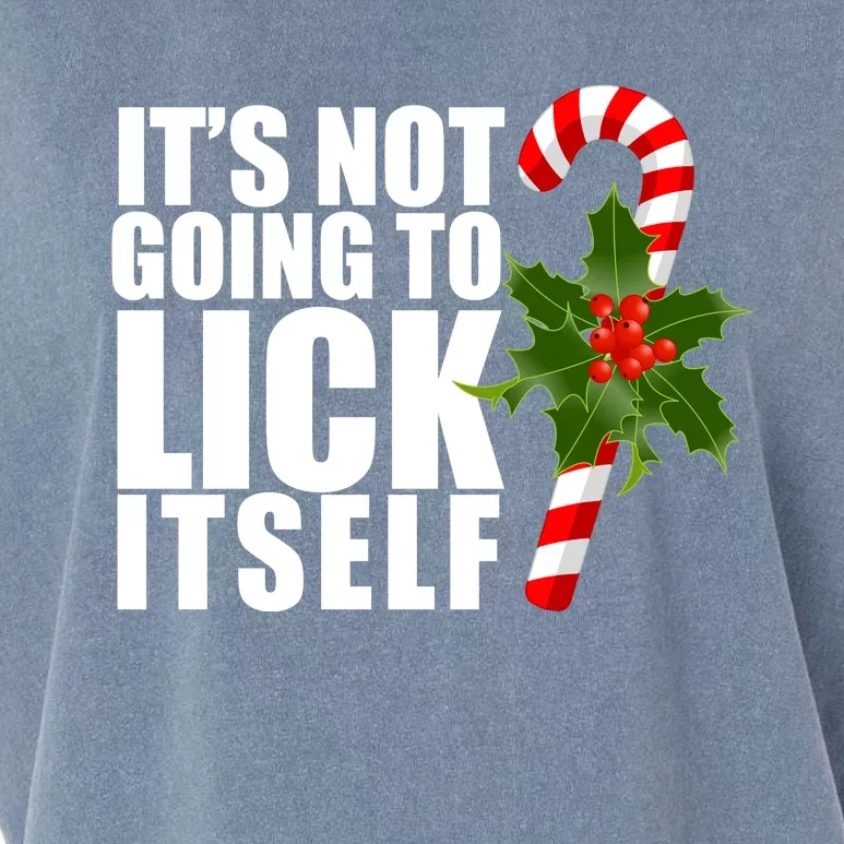 It's Not Going To Lick Itself Funny Candy Cane Christmas Garment-Dyed Women's Muscle Tee