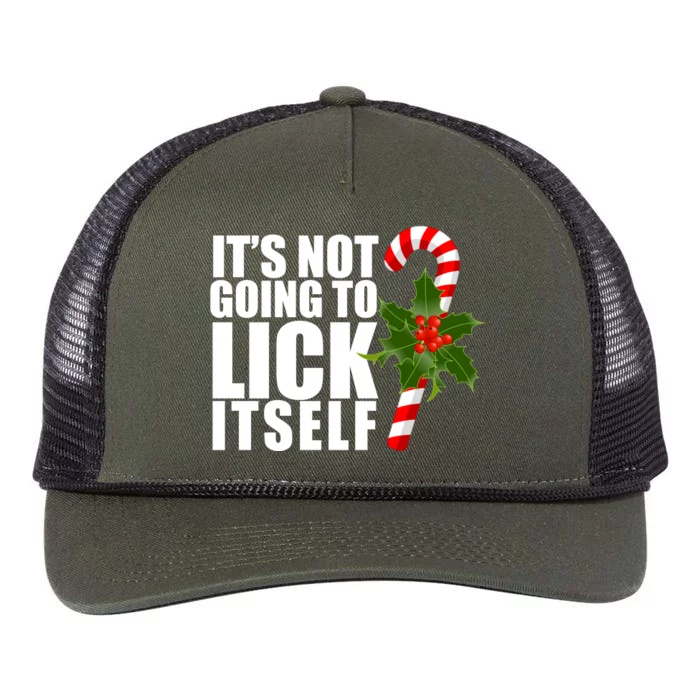 It's Not Going To Lick Itself Funny Candy Cane Christmas Retro Rope Trucker Hat Cap