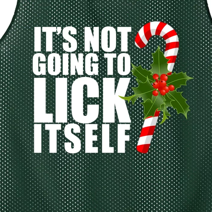 It's Not Going To Lick Itself Funny Candy Cane Christmas Mesh Reversible Basketball Jersey Tank