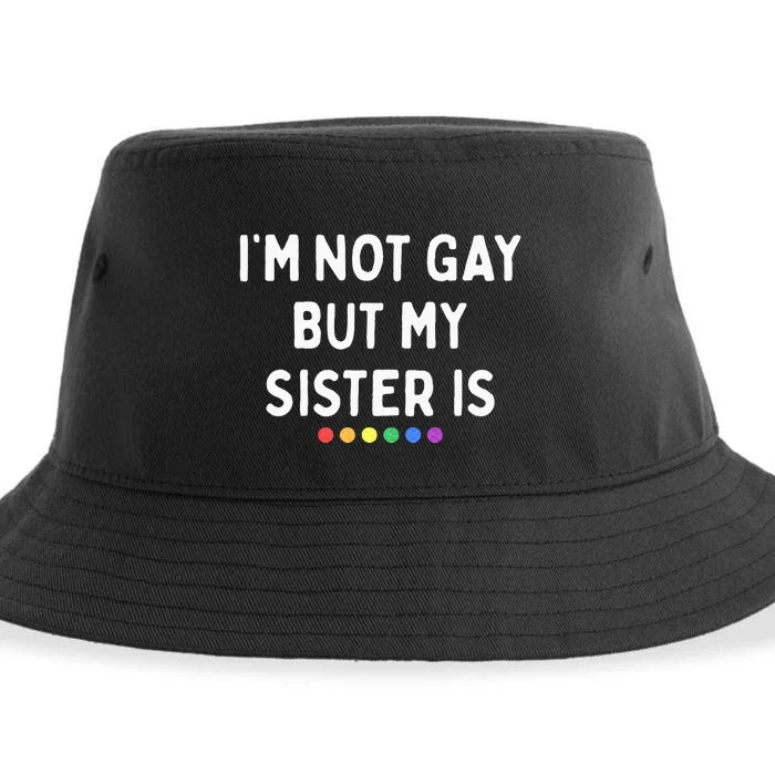 Im Not Gay But My Sister Is Lesbian Pride Rainbow Dots LGBT Sustainable Bucket Hat