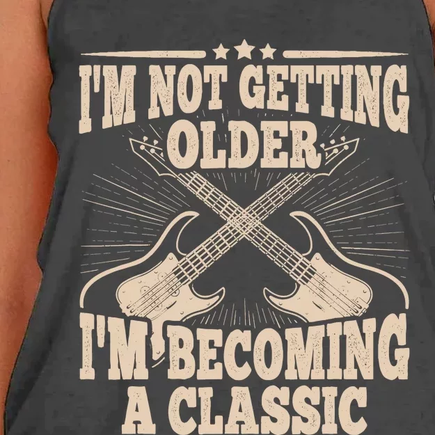 I'm Not Getting Older I'm Becoming A Classic Dad Graphic Women's Knotted Racerback Tank