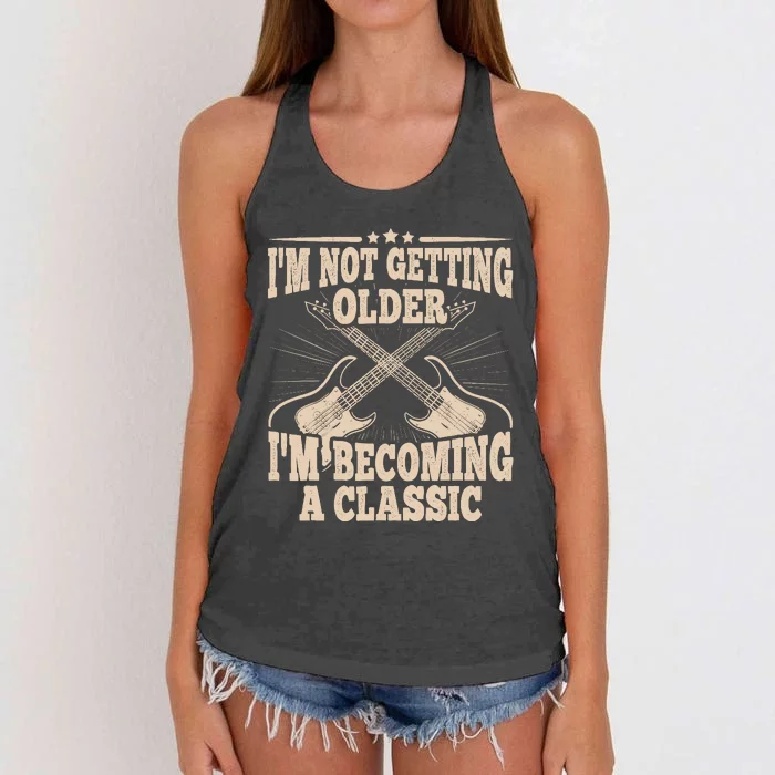 I'm Not Getting Older I'm Becoming A Classic Dad Graphic Women's Knotted Racerback Tank