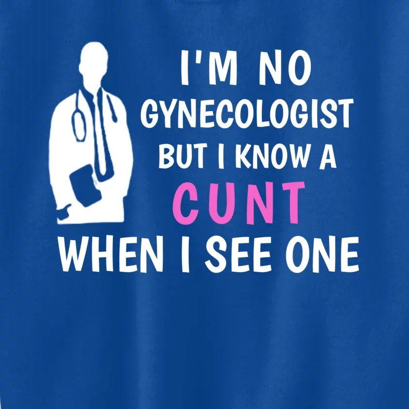 I'm No Gynecologist But I Know A Cunt When I See One Funny Sarcasm Gift Kids Sweatshirt