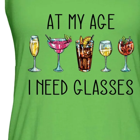 I Need Glasses At My Age Up Bitchs Cocktail Lover Gift Ladies Essential Flowy Tank