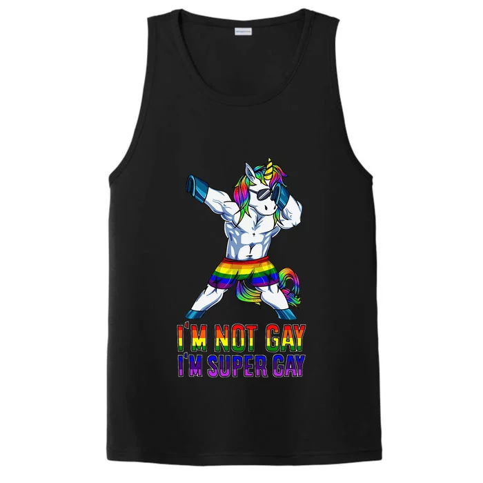 Im Not Gay Im Super Gay Lgbt Bodybuilding Unicorn Muscle Performance Tank