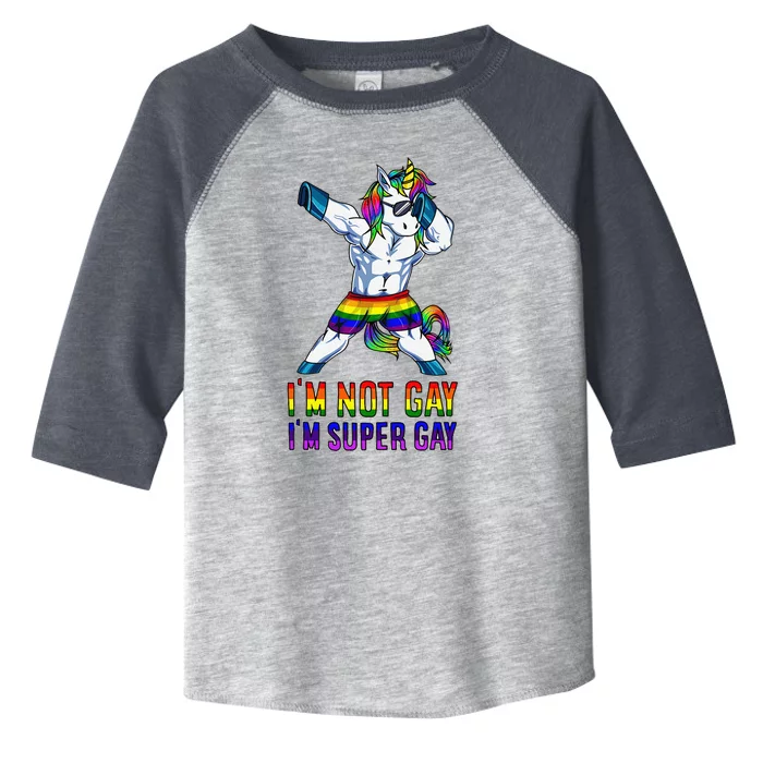 Im Not Gay Im Super Gay Lgbt Bodybuilding Unicorn Muscle Toddler Fine Jersey T-Shirt