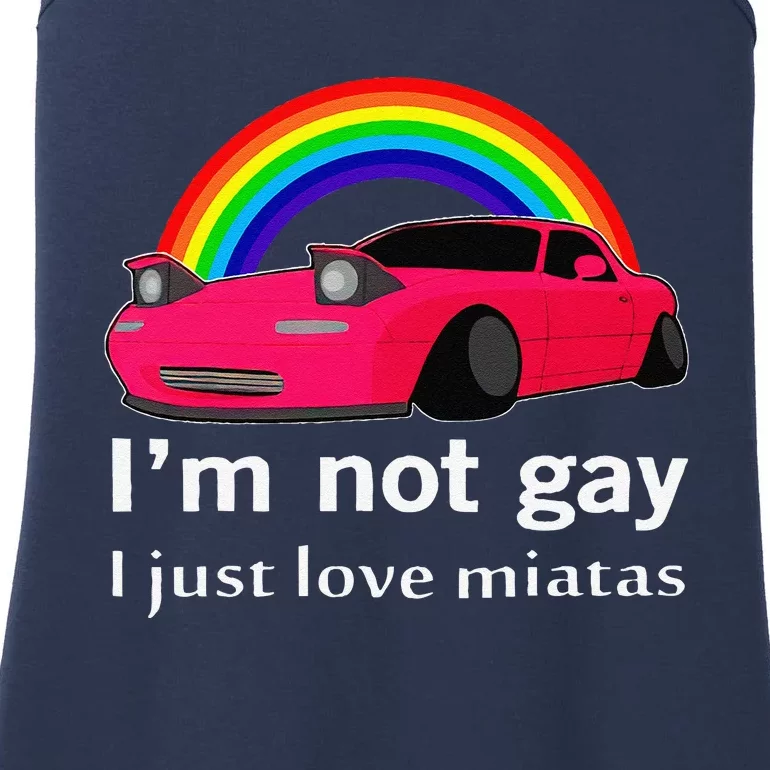 I’M Not Gay I Just Love Miatas Lgbt Rainbow Lesbian Pride Ladies Essential Tank