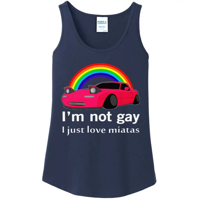 I’M Not Gay I Just Love Miatas Lgbt Rainbow Lesbian Pride Ladies Essential Tank