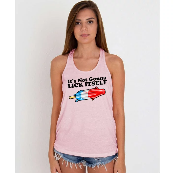 Its Not Gonna Lick Itself Funny Popsicle Women's Knotted Racerback Tank