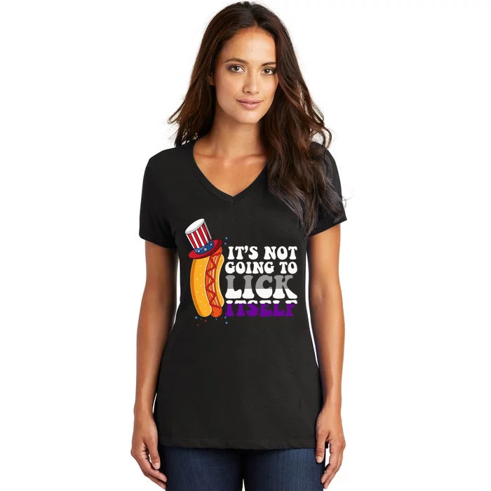 Its Not Gonna Lick Itself Lgbtq Funny Asexual Pride Ally Women's V-Neck T-Shirt