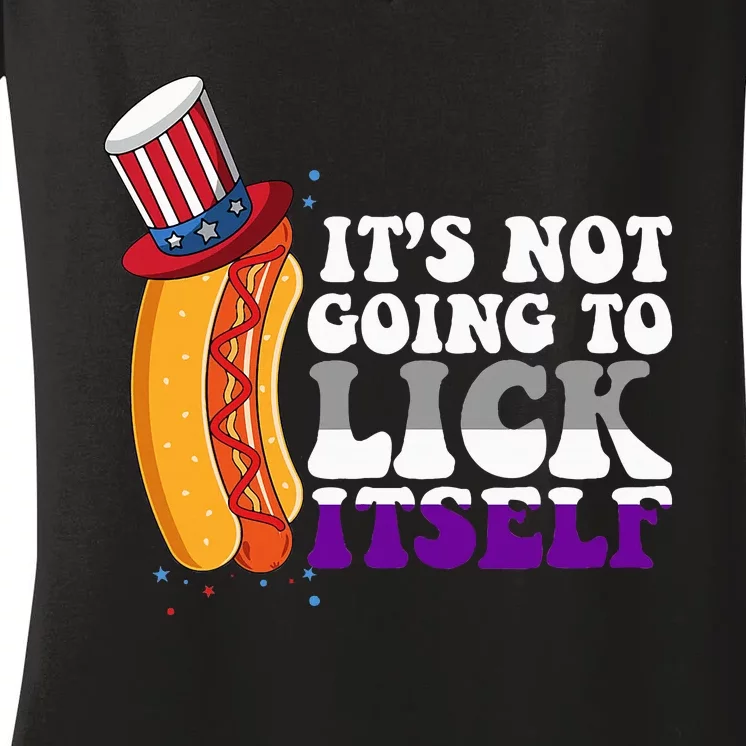 Its Not Gonna Lick Itself Lgbtq Funny Asexual Pride Ally Women's V-Neck T-Shirt