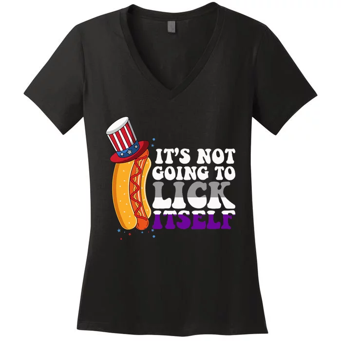 Its Not Gonna Lick Itself Lgbtq Funny Asexual Pride Ally Women's V-Neck T-Shirt