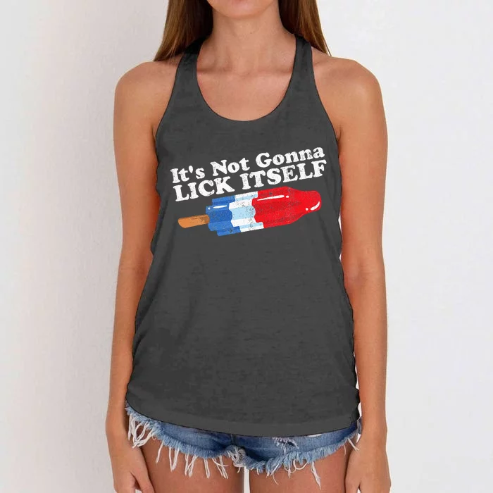 Its Not Gonna Lick Itself Funny Popsicle Women's Knotted Racerback Tank