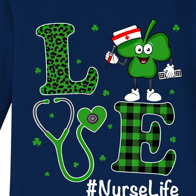 Irish Nurse Gift St Patricks Day Love Nurse Life Irish Cute Gift Baby Long Sleeve Bodysuit