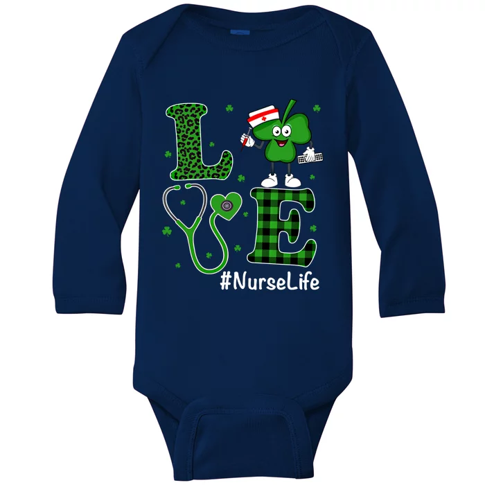 Irish Nurse Gift St Patricks Day Love Nurse Life Irish Cute Gift Baby Long Sleeve Bodysuit