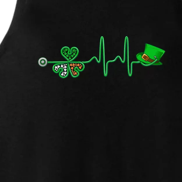 Irish Nurse Heartbeat Stethoscope Lucky St. Patricks Day Ladies Tri-Blend Wicking Tank