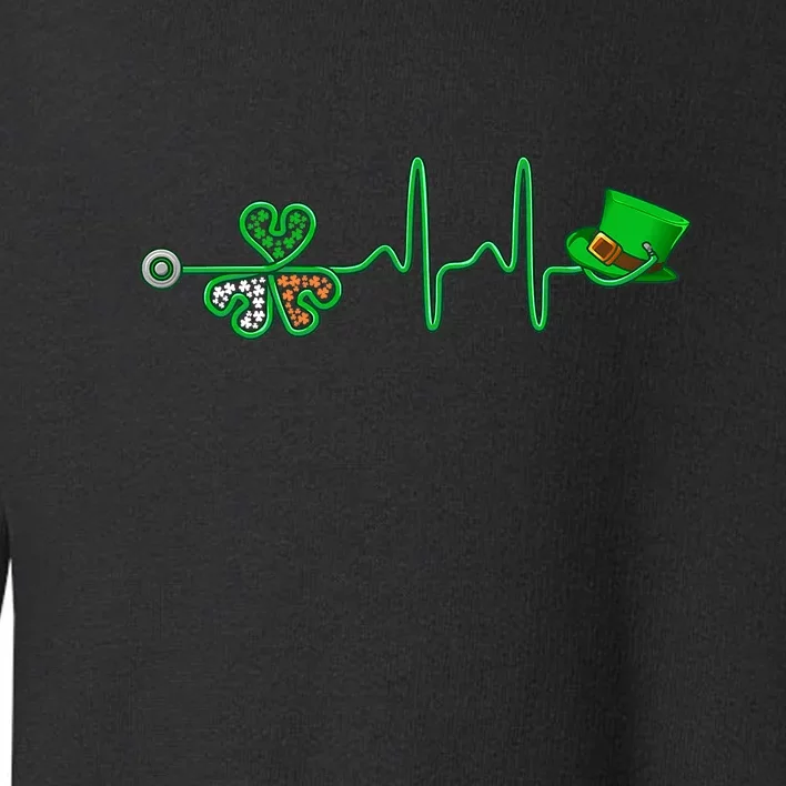 Irish Nurse Heartbeat Stethoscope Lucky St. Patricks Day Toddler Sweatshirt