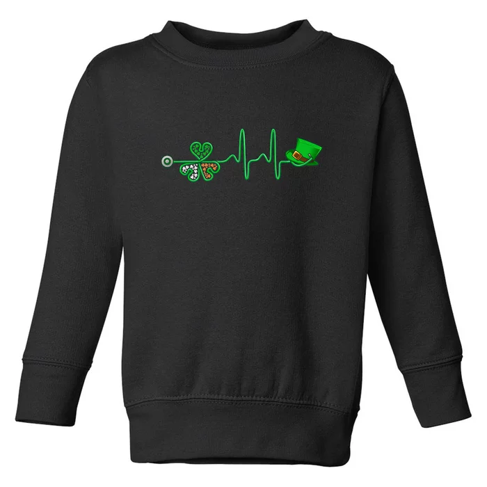 Irish Nurse Heartbeat Stethoscope Lucky St. Patricks Day Toddler Sweatshirt