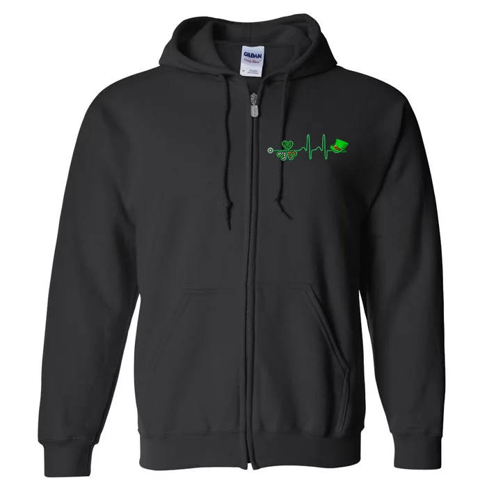 Irish Nurse Heartbeat Stethoscope Lucky St Patricks Day Full Zip Hoodie