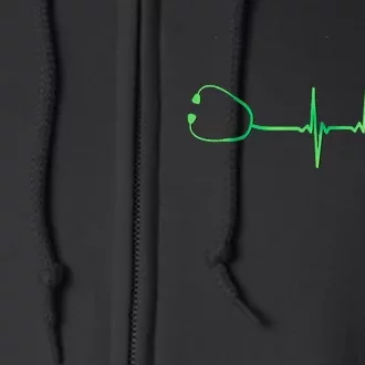 Irish Nurse Heartbeat Stethoscope St Patricks Day Full Zip Hoodie